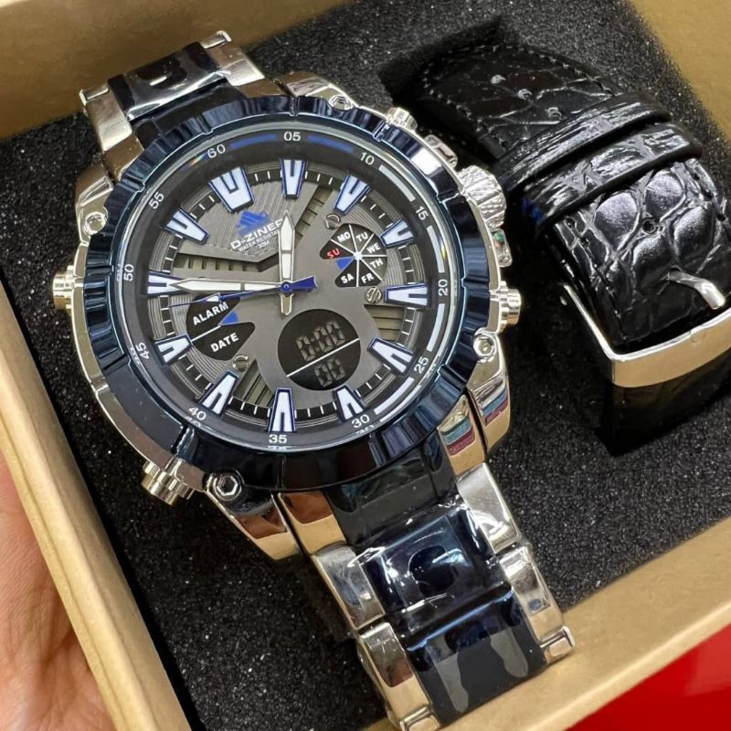 นาฬิกาแบรนด์ D-ZINER งานแท้ พร้อมกล่องแบรนด์ งาน 2 ระบบ นาฬิกากันน้ำ นาฬิกาควอทซ์ นาฬิกาผู้ชาย แภมพร้อ สายหนังสำรอง