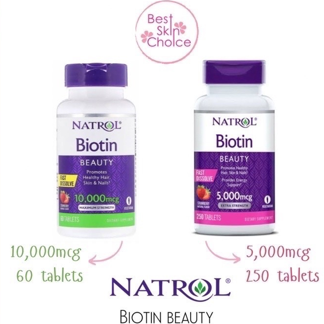 วันหมดอายุฉลากไม่ชัด EXP Jun 2025 Biotin Beauty 5000 mcg และ 10000mcg บำรุงผม ผิวพรรณ เล็บ