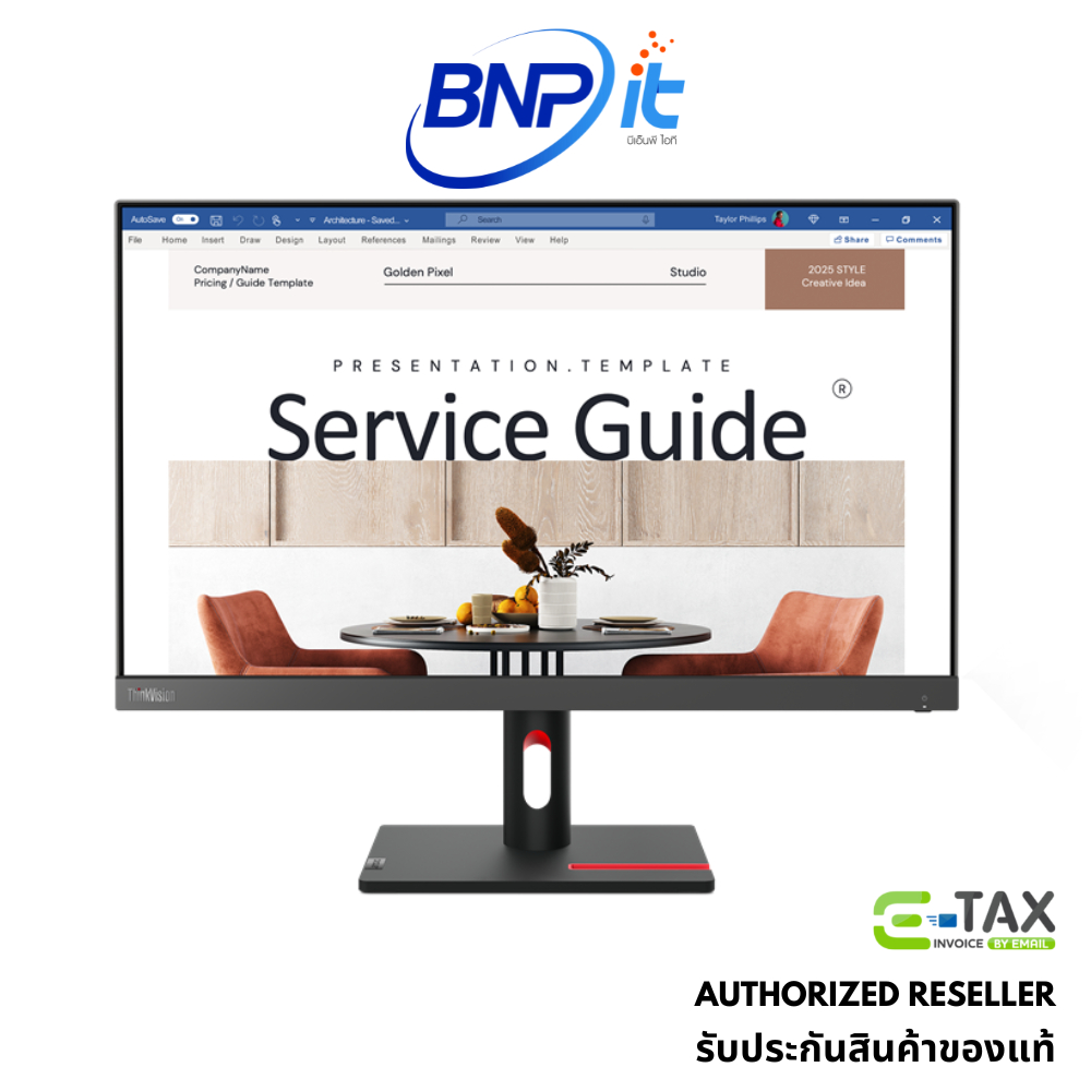 จอมอนิเตอร์ Lenovo ThinkVision S24i-30 Size 23.8 นิ้ว IPS FHD Model 63DEKAR3WW รับประกัน 3 ปี