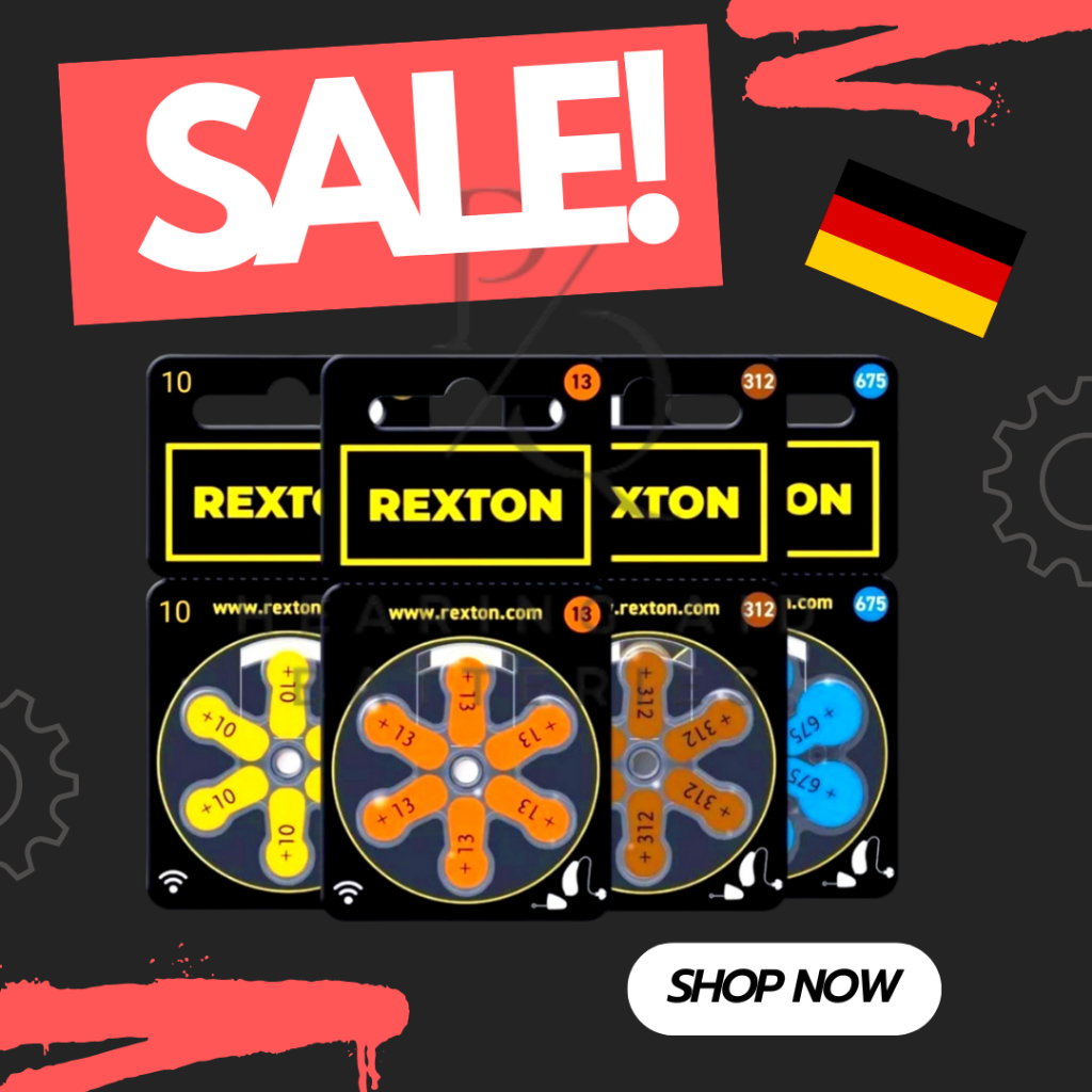 ถ่านเครื่องช่วยฟัง Hearing Aid Batteries Rextonเบอร์ 10 312 13 675 ผลิตจากเยอรมัน.