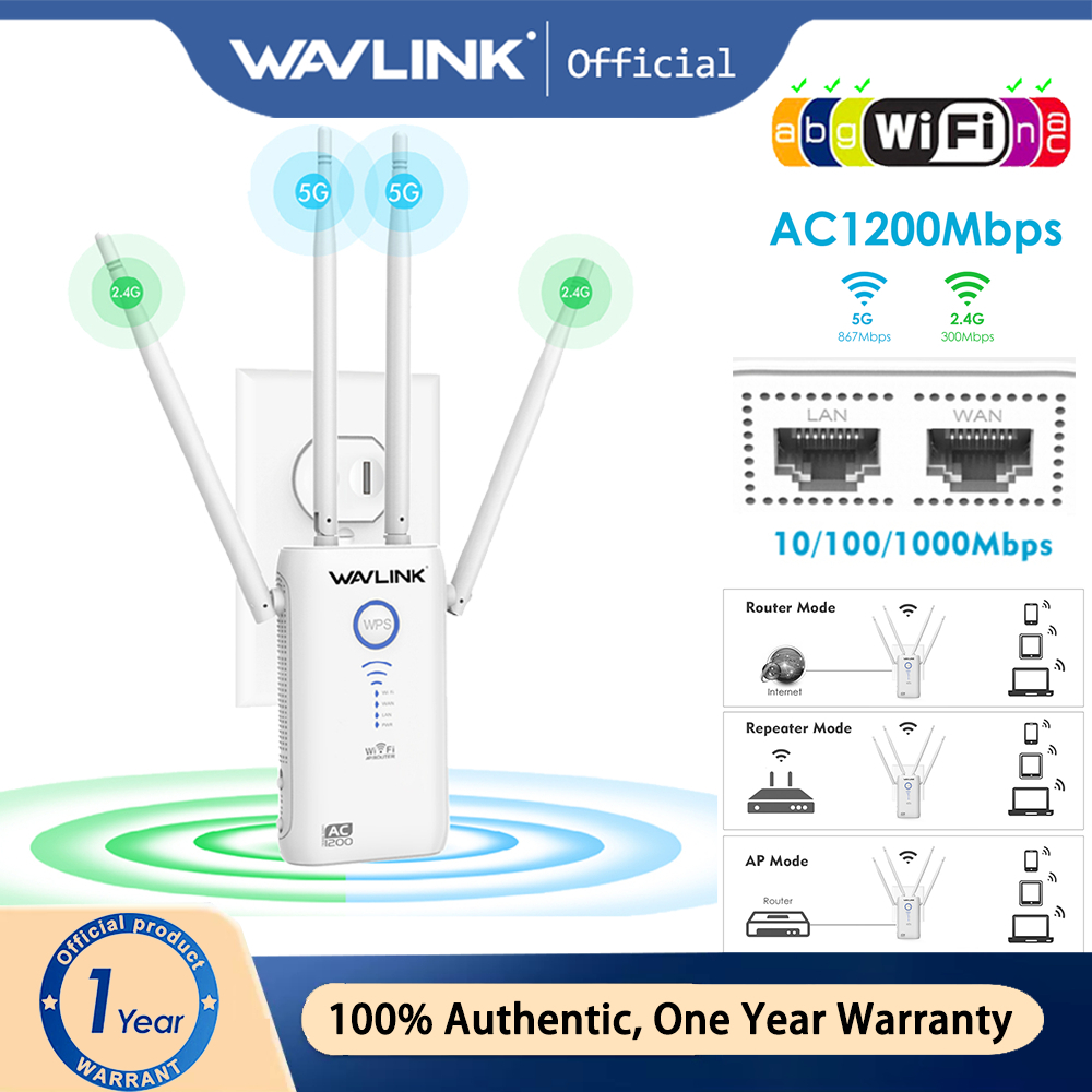 Wavlink รุ่น AC1200 Aerial อุปกรณ์ขยายสัญญาณ WIFI พลังงานสูง AP Repeater เราเตอร์โหมด