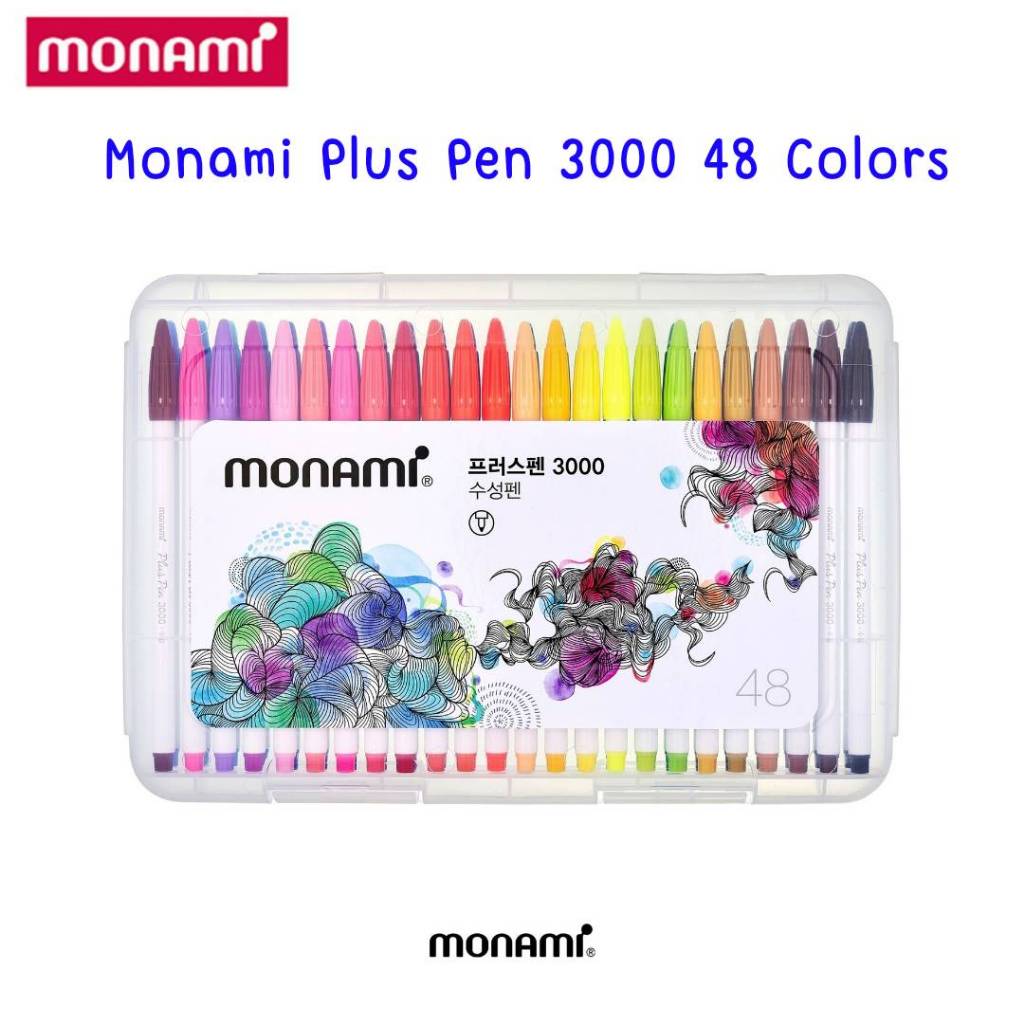 ปากกาสี Monami Plus Pen 3000 รุ่น 48 สี ด้ามขาว แพ็คเกจแบบใหม่