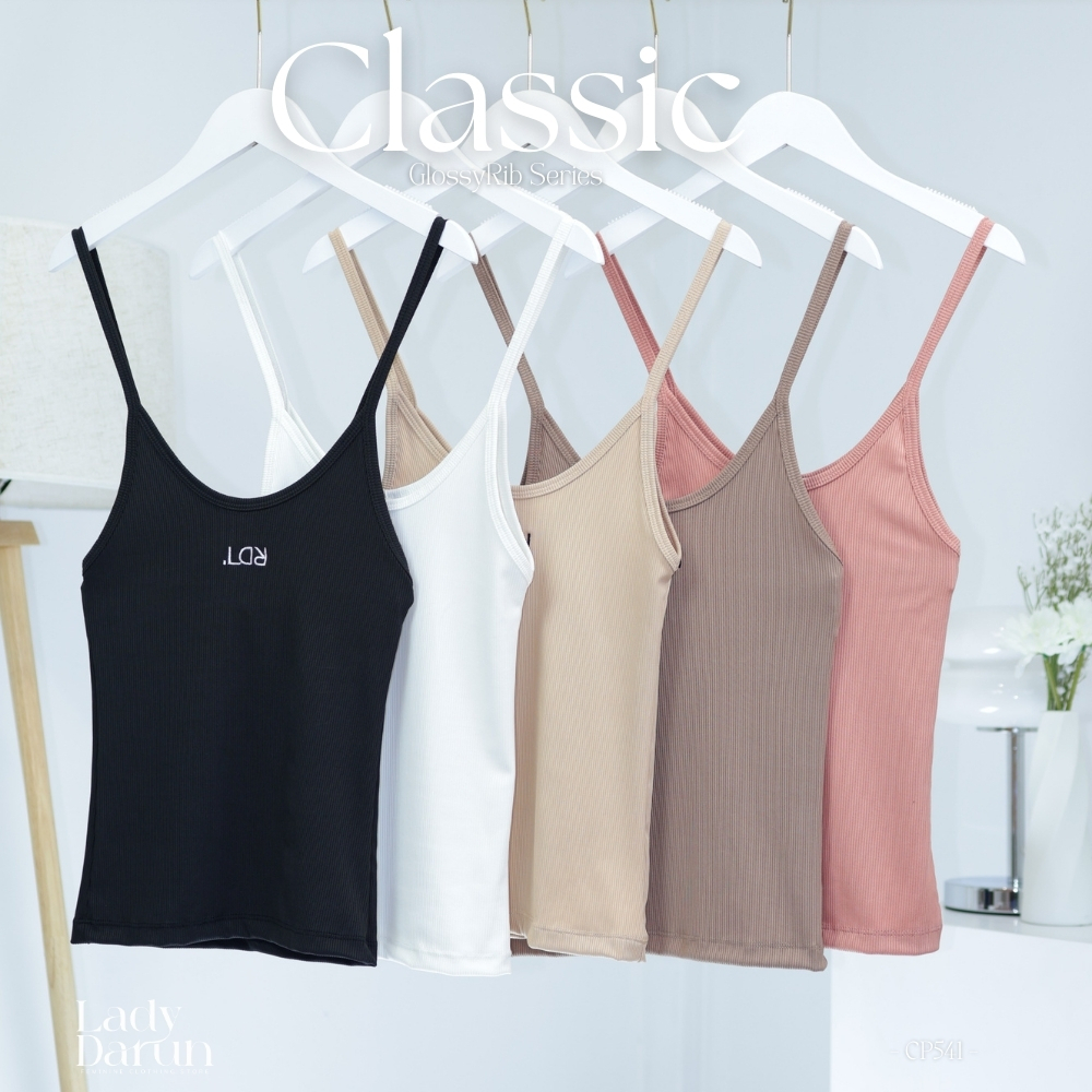 LDR - Classic GlossyRib Singlet สายเดี่ยว ดีเทลปักลาย ผ้าร่อง กระชับ เข้าทรง [LadyDarun Shop]