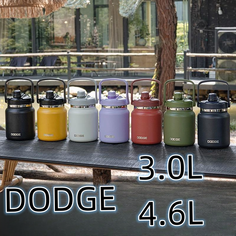 DODGE กระบอกน้ำจัมโบ้ กระติกน้ำขนาดใหญ่ ขนาด 4600 ml. /4.6 L.กระบอกสแตนเลส304 พร้อมหูหิ้ว ขวดน้ำขนาด