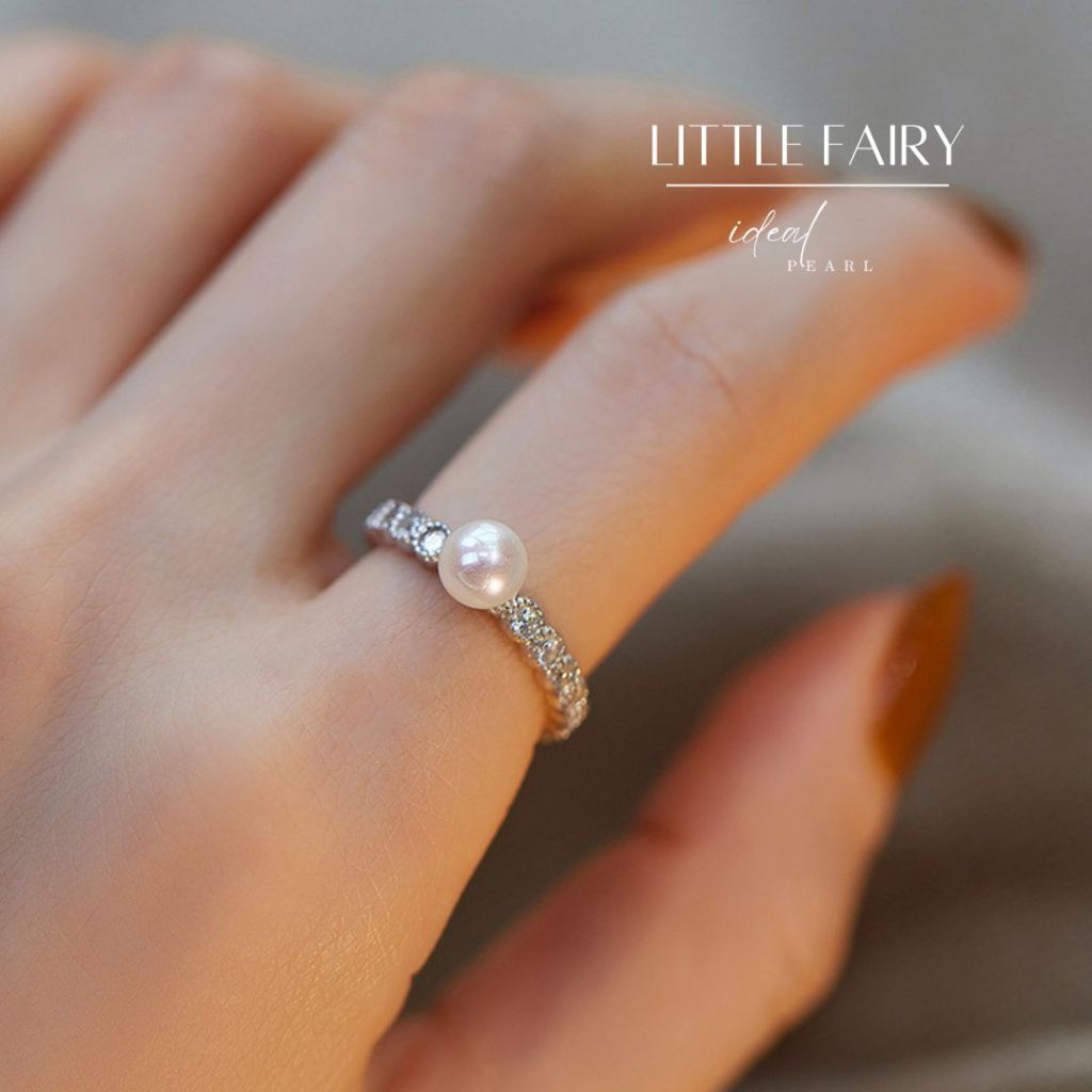 iDEAL✨แหวนไข่มุก Little Fairy แหวนมุก แหวนเงินแท้ ปรับขนาดได้ แหวนแฟชั่น ดีไซน์สวยๆ ของขวัญ