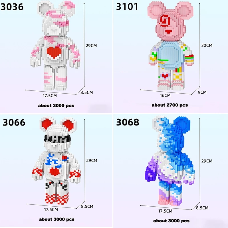 บล็อกตัวต่อ Bearbrick ชุด 2 ชิ้น บล็อกอาคาร 3D thumbnail 10