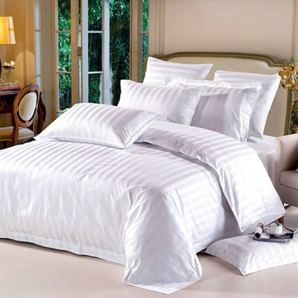 SET 3-IN-1 A 300T S เซ็ตผ้าปูที่นอน ลายริ้ว 300 เส้นด้าย (ผ้าปูที่นอน+2ปลอกหมอน+ปลอกผ้านวม) Bed Sheet Set Stripe