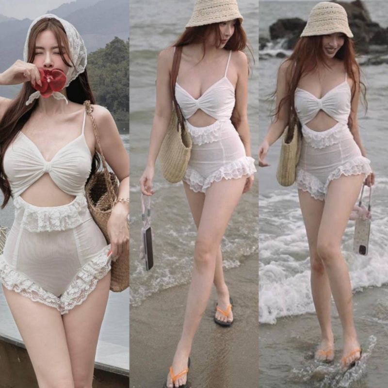 บอดี้สูทสายเดี่ยวผ้ามุ้งยืด