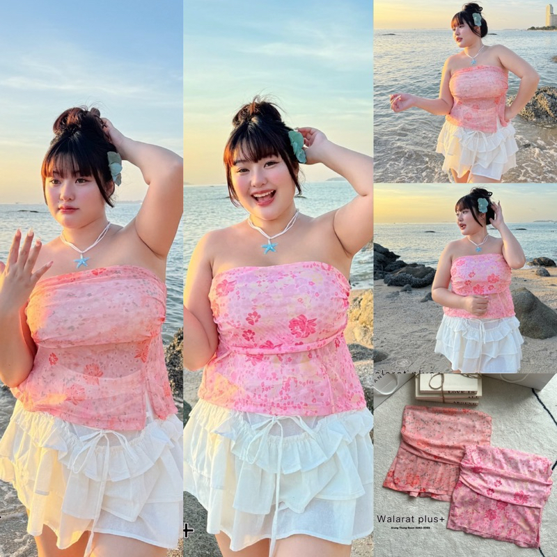 เข้าเพิ่ม พร้อมส่งค่ะ/WP/ เกาะอกสาวอวบ ลายดอกสีสวย ชายหาด ทะเล ภูเขา คาเฟ่ #เสื้อผ้าสาวอวบ สาว อ้วน พลัสไซส์