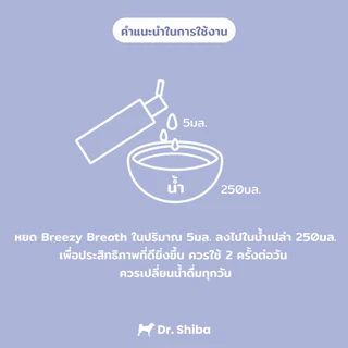 Dr. Shiba Breezy Breath ผลิตภัณฑ์ดูแลช่องปากสำหรับสุนัขและแมว- Water-Based Formula 250 กรัม