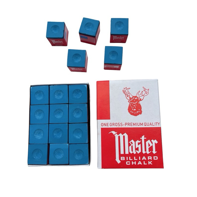 ชอล์กฝนหัวคิว ตรากวาง MASTER เกรด 3A สีน้ำเงิน ( 1 กล่อง บรรจุ 12 ชิ้น)