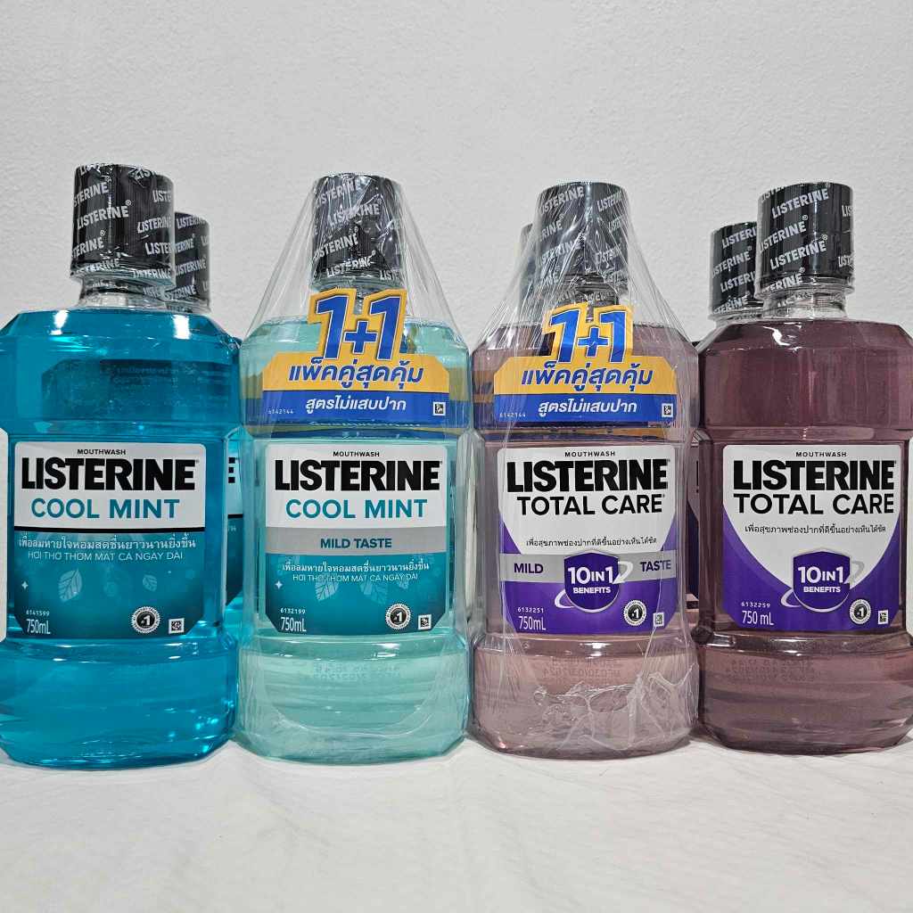 (750ml.1+1) Listerine ลิสเตอรีน น้ำยาบ้วนปาก 750มล. แพ็คคู่ listerine cool mint zero total care