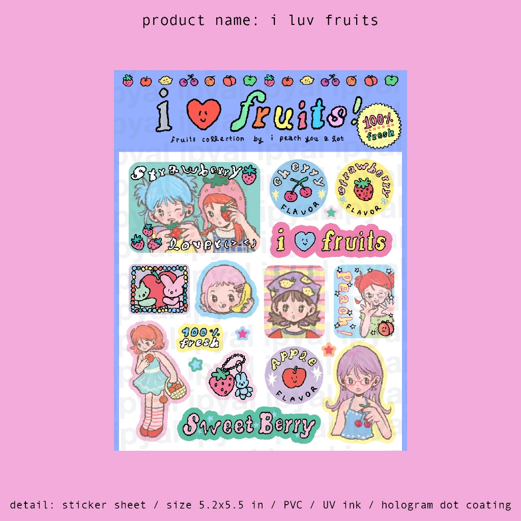 I love fruits / sticker sheet / size 5.2*5.5 in