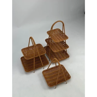 Forward ตะกร้าหวาย ตะกร้าสาน ถาดสาน มีหูหิ้ว วัสดุหวายเทียม มีให้เลือก1-3ชั้น rattan basket รหัสสินค้า RA-FD546/548