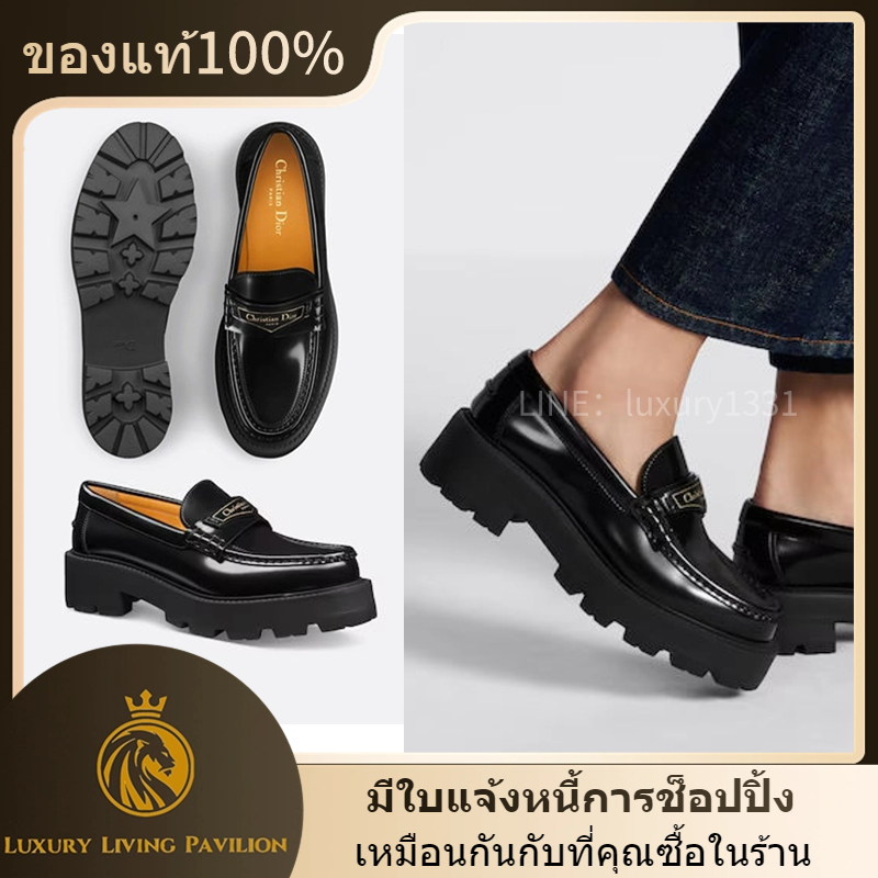 🎁ซื้อฝรั่งเศส Dior Boy Platform Loafer  Black Brushed Calfskin การรับประกัน 2 ปี ของแท้💯