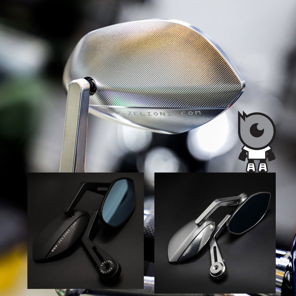 Zelioni กระจกปลายแฮนด์ แท้ทรงใบไม้  สำหรับ New Vespa และ New Lambrettaทุกรุ่น