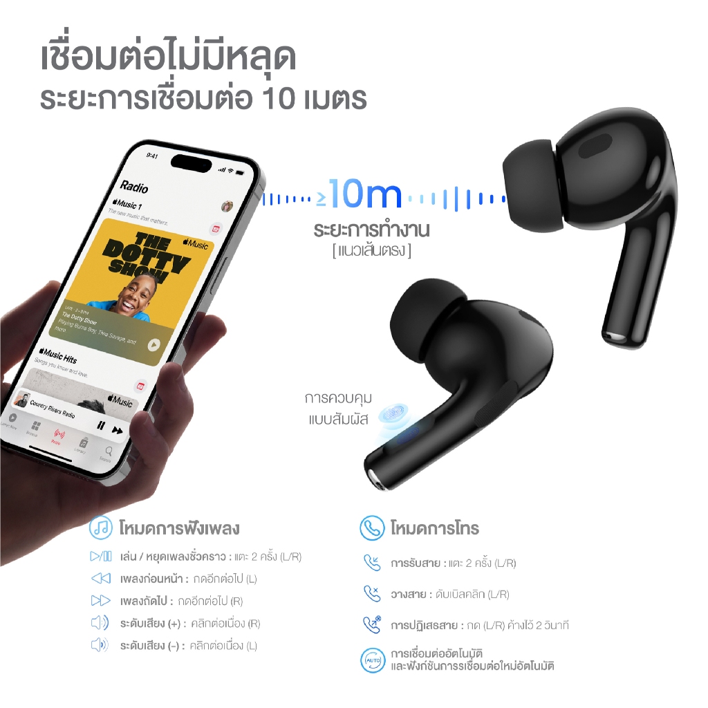 VEGER VE-07T หูฟังบลูทูธ หูฟัง Bluetooth V5.3 IPX4 ตัดเสียงรบกวน ระบบควบคุมแบบสัมผัส รับประกันสินค้า 2 ปี - รูปที่ 2