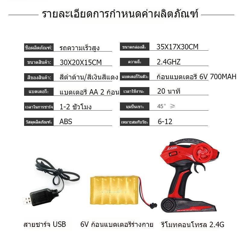 รถบังคับวิทยุพร้อมรีโมท รถบังคับ 1:12SCALE 2.4GHz รถบังคับความเร็วสูง รถบังคับควบคุมระยะไกล บอดี้เหล็ก USBชาร์จสาย รถบัง - รูปที่ 7