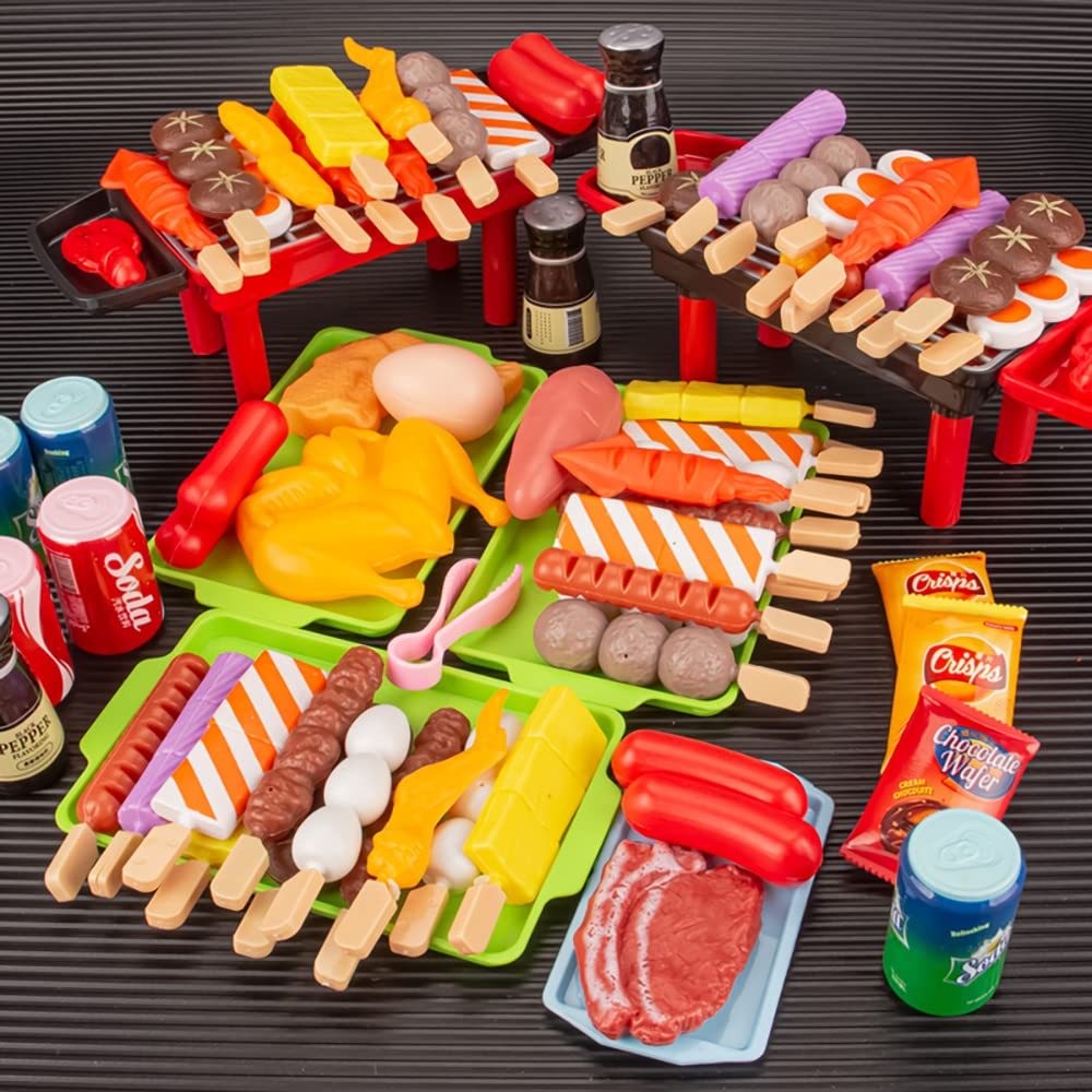 บาร์บีคิวจำลองสำหรับเด็ก แกล้งเกม ของเล่นเด็กในครัว เครื่องครัวสำหรับทำอาหาร สวมบทบาทบาร์บีคิว