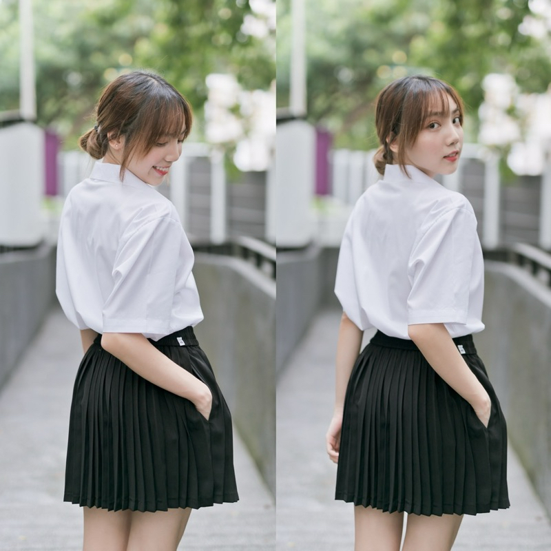 กระโปรงพลีท พลีทมีกระเป๋า มีจีบเล็ก-จีบทวิส กระโปรงนักศึกษา