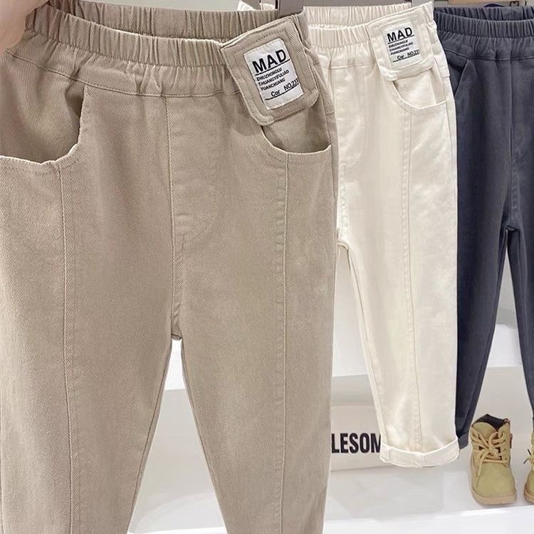 Happybabyกางเกงเด็ก2-12ปีกางเกงขายาว ฝ้ายแท้ แบบใหม่ ทรงหล่อ กางเกงขายาวเด็ก