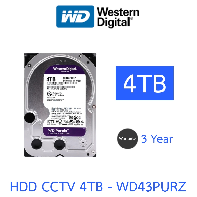 WD 4TB Purple Harddisk for CCTV - WD43PURZ