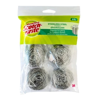 3M Scotch-Brite สก๊อตช์-ไบรต์ ฝอยสเตนเลส ขนาด 14 ก. แพ็ค 6 ชิ้น ขนาด 25 ก. แพ็ค 3 ชิ้น