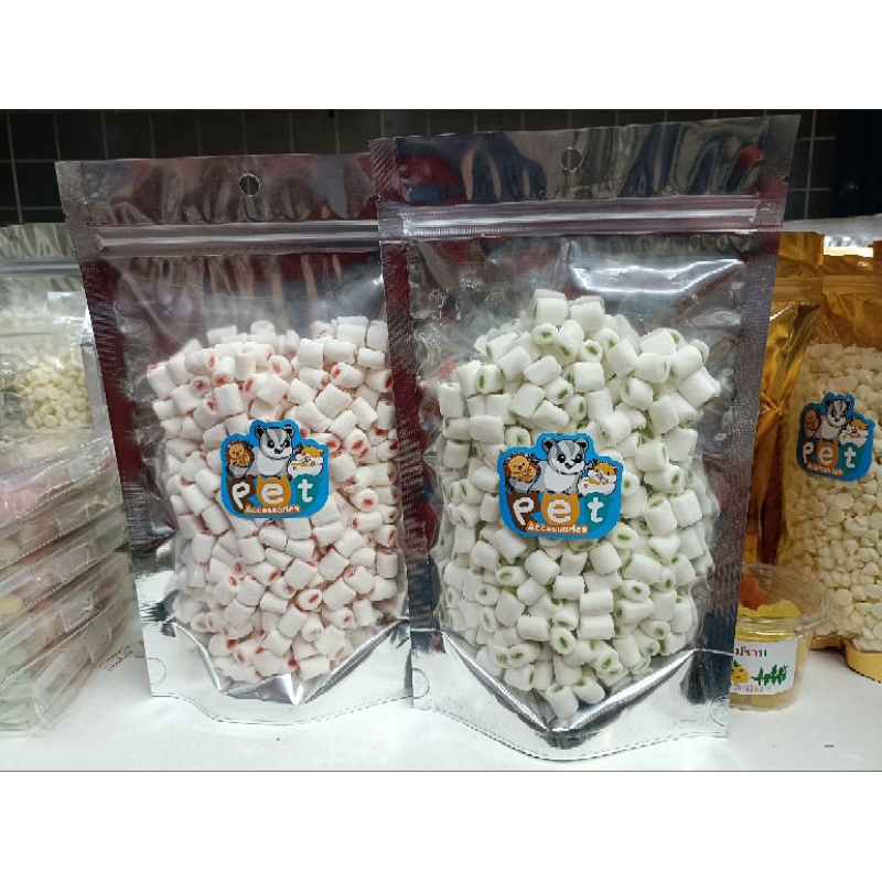 Marshmallows ขนมมาร์ชเเมลโลว์ ขนมหนูเเฮมสเตอร์ กระต่าย กระรอก สัตว์เลี้ยงสัตว์ฟันเเทะ