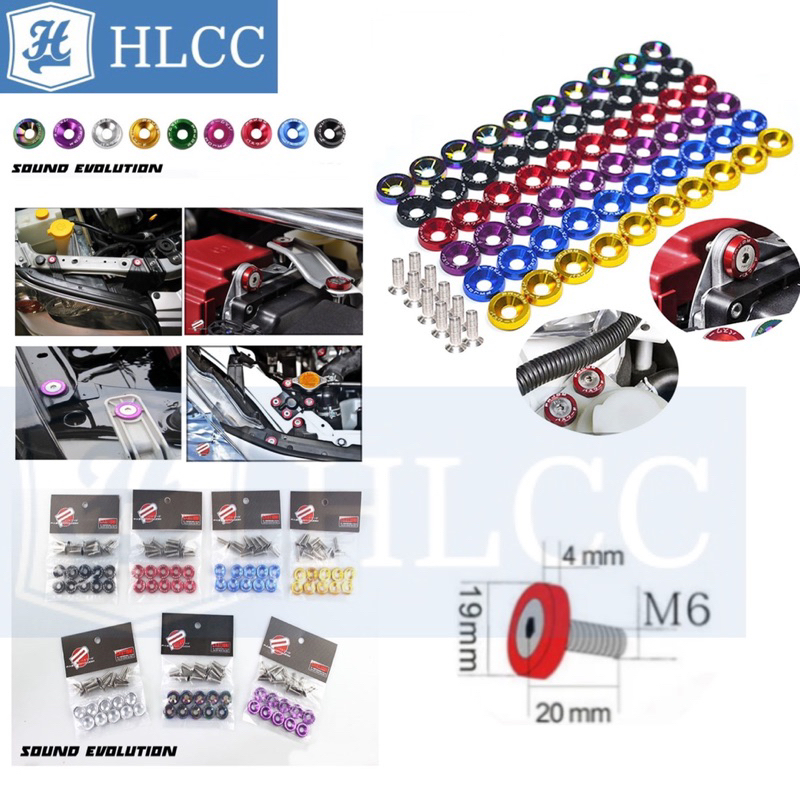 น๊อตเลสพร้อมแหวน CNC แต่งห้องเครื่อง/ คอนโซลมอเตอร์ไซด์ เบอร์10 M6