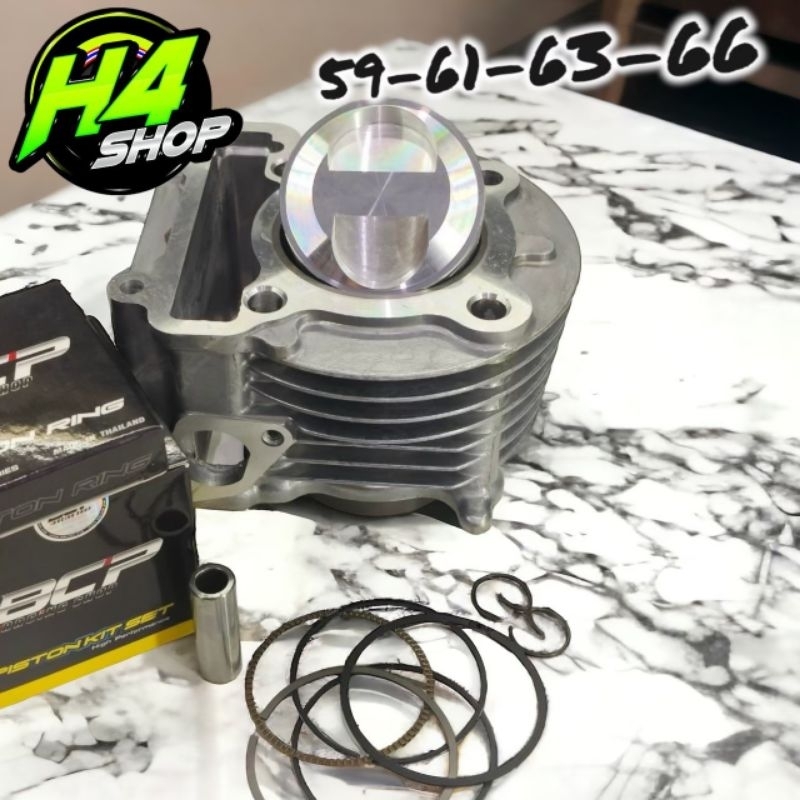 เสื้อสูบMIO+ลูกBCPหัวนูนสลัก15ตรงรุ่นขนาด59-61-63-66มิล