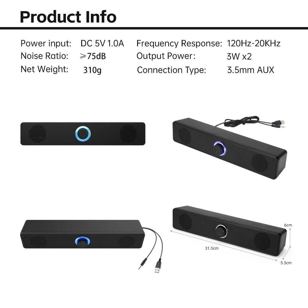 🚚พร้อมส่ง🚚ลำโพงคอม USB ลําโพง ซาวด์บาร์ แบบมีสาย สามารถเชื่อมต่อ TV หรือคอมพิวเตอร์ แบบมีสาย Speaker - รูปที่ 7