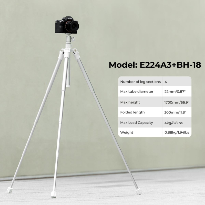 ขาตั้งกล้อง K&F E224A3+BH-18 can switch between tripod, and selfie stick ปรับเป็นไม้เซลฟี่ได้