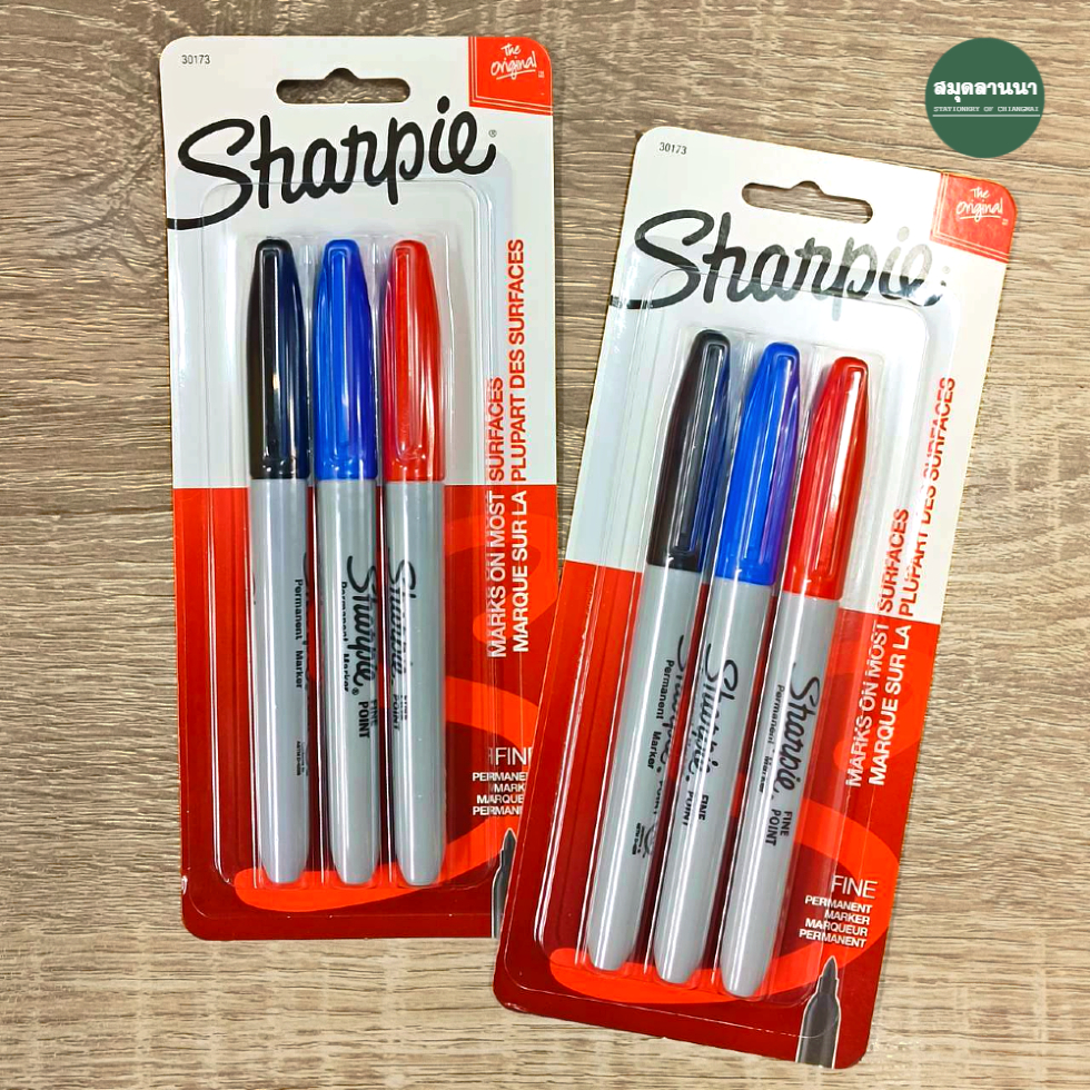 ปากกามาร์คเกอร์ Sharpie Marker - Fine เซ็ท 3 สี:ดำ+แดง+น้ำเงิน