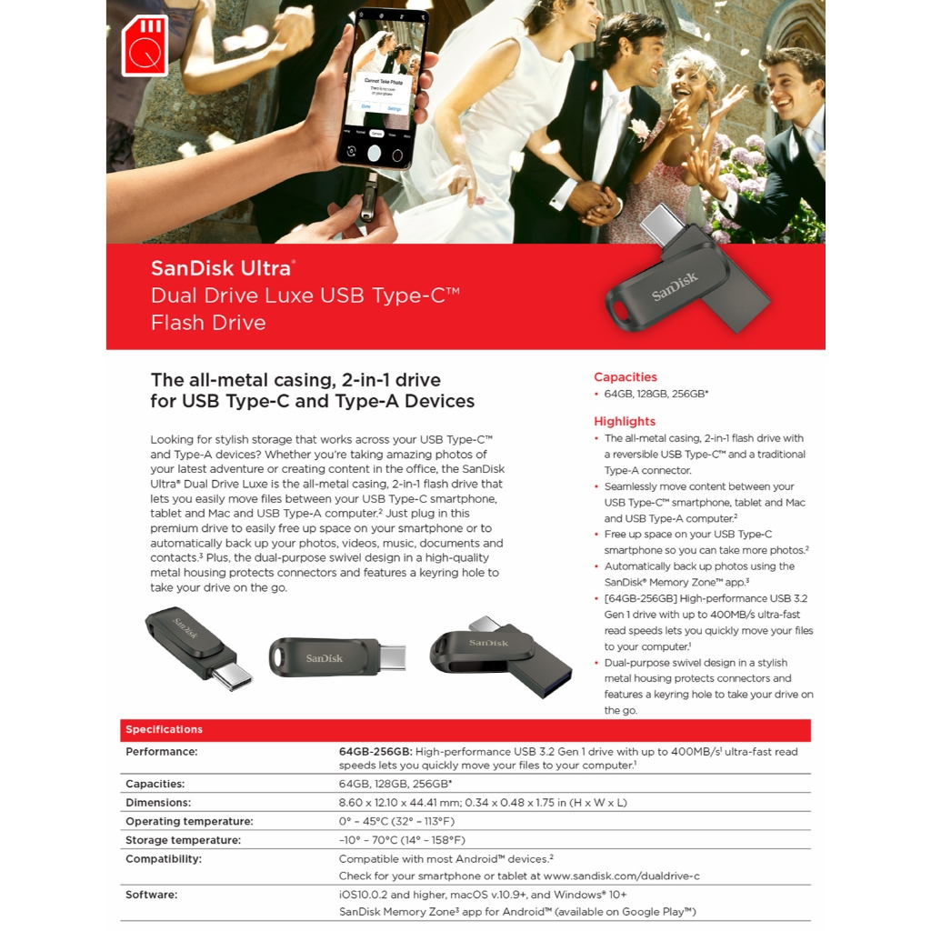 SanDisk Ultra Dual Drive Go USB Type-C 128GB 400MB/s (SDDDC3-128G-G46) Flash Drive for iPhone15 iPad