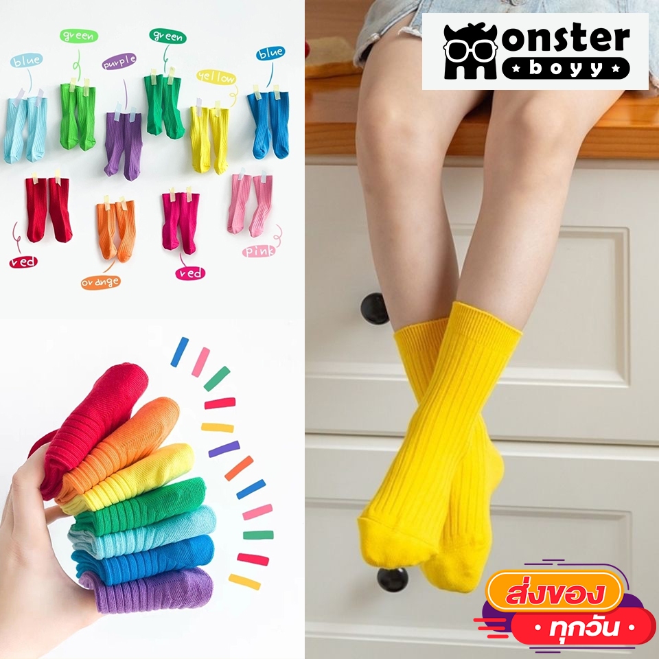 จัดส่งทุกวัน! ถุงเท้าเด็ก ข้อกลาง ใส่สบาย สไตล์เกาหลี น่ารักมาก สีสันสดใส - รูปที่ 6