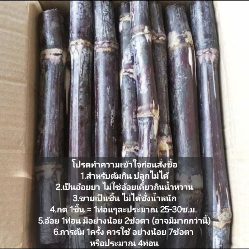 อ้อยดำสายพันธุ์แท้!!! ยอดขายสูงสุดในช้อปปี้ (สำหรับต้มดื่ม ปลูกไม่ได้ แบบปลูกอยู่อีกรายการ)(ราคาต่อ1ท่อน)