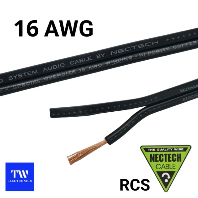สายลำโพงNECTECH RCS 16AWG ทองแดงแท้ (ราคาต่อ1เมตร),สายเสียงกลาง,Speaker cable