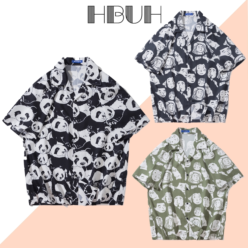 HBUHH เสื้อเชิ้ตแขนสั้นลําลอง ทรงหลวม ลายดอกไม้ เหมาะกับเดินชายหาด เสื้อฮาวาย เสื้อสงกรานต์