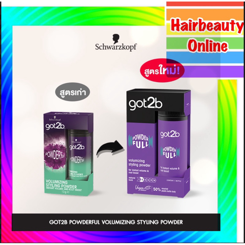 Schwarzkopf Got2b power ful volumizing styling power 10g  ผงแป้ง จัดแต่งทรงผม เนื้อบางเบา เพิ่มวอลลุ่ม(ก.ม่วง)