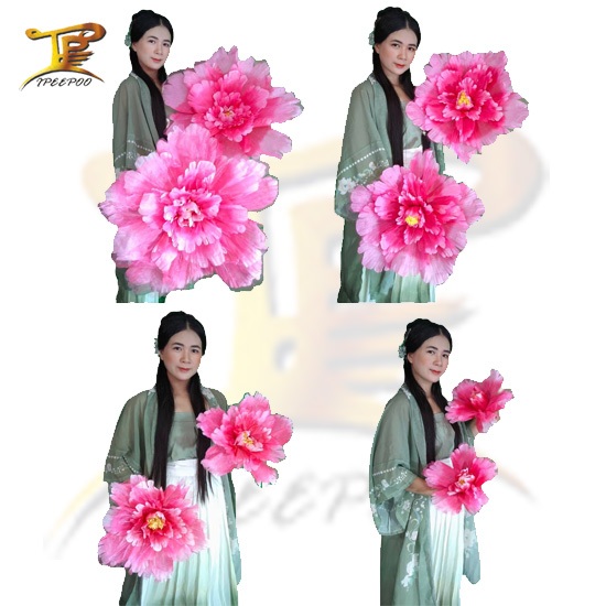 ดอกโบตั๋น รำดอกไม้ ระบำดอกโบตั๋น อุปกรณ์เต้นรำระบำรำจีน 牡丹花表演跳舞手花舞蹈道具
