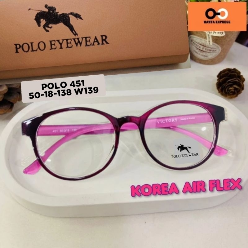แว่นตาเกาหลี ยืดหยุ่น บิดงอได้ POLO 451 แท้ พร้อมเลนส์ ตัดแว่นสายตาสั้น ยาว แว่นกรองแสง บลูบล็อก ออโต้ สั่งตัดเลนส์สายตา