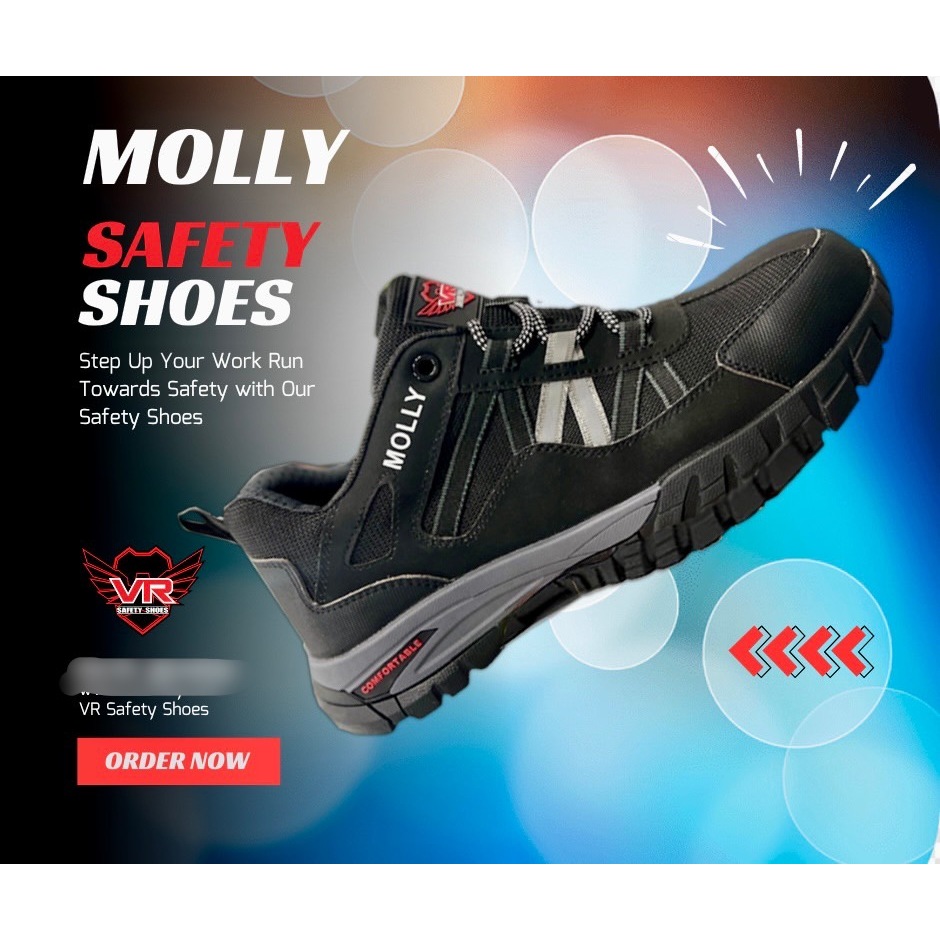 รองเท้าผ้าใบเซฟตี้ รุ่น Molly หัวเหล็ก เสริมแผ่นเคฟล่า Safety Sneaker