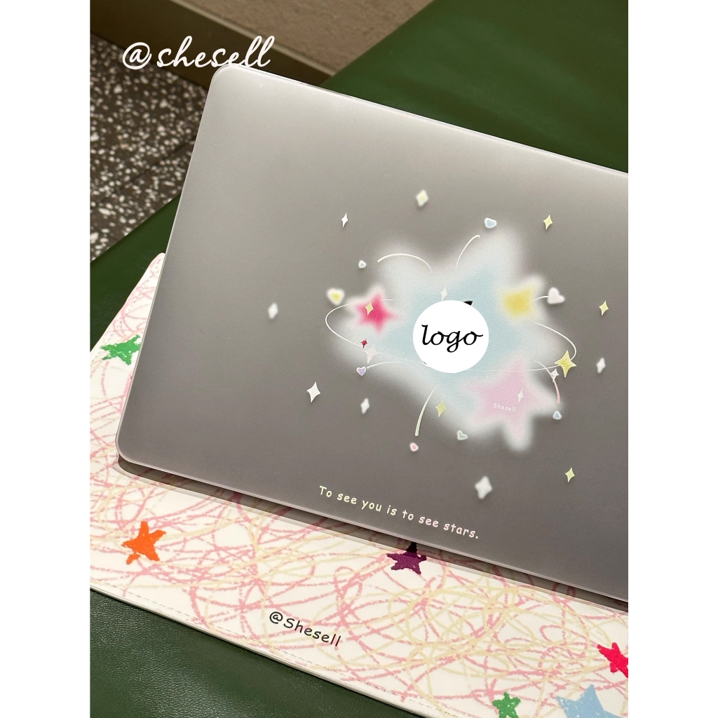 Shesell พร้อมส่ง✨เคสสำหรับแมคบุ๊คใส ดาวสี (ผิวด้าน)2025 M4 Air13 Pro13 case for macbook A2681/A3240