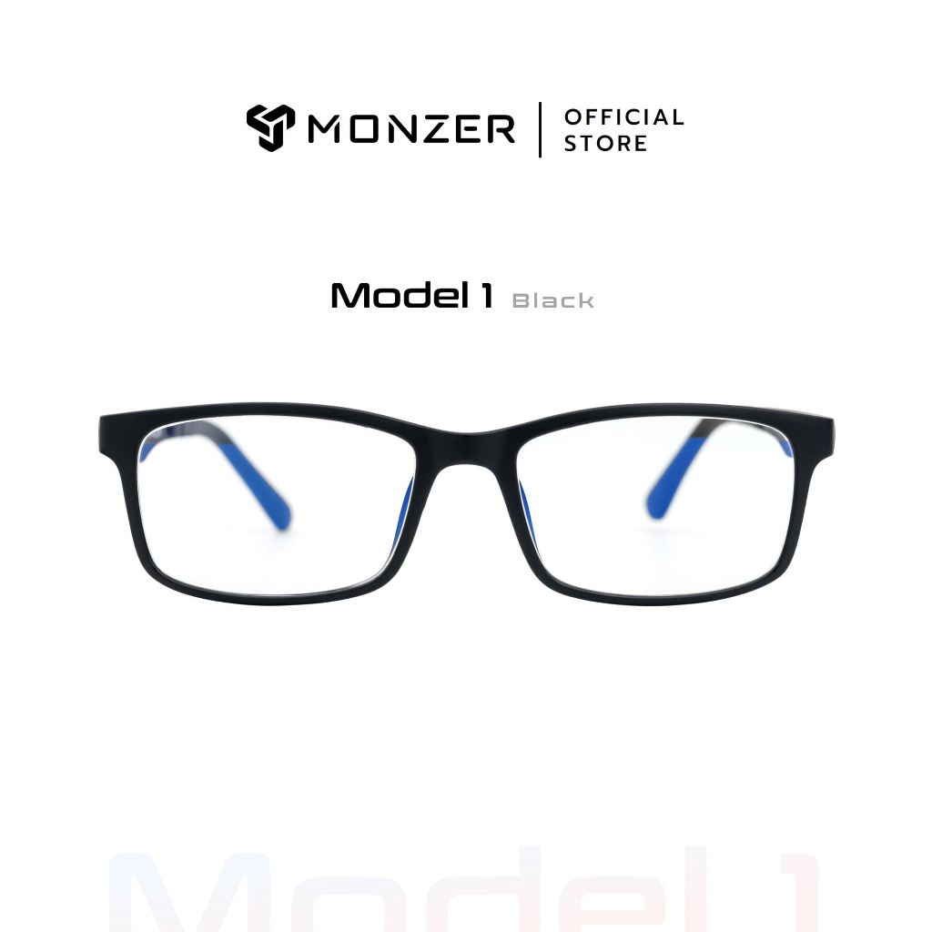แว่นกรองแสงสีฟ้า Monzer /เลือกค่าสายตาได้/สายตาปกติ/สายตาสั้น/แว่นอ่านหนังสือ(ตัวแทนจำหน่ายอย่างเป็นทางการ)/ Model1