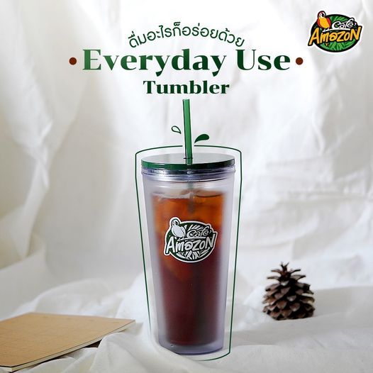 [ของใหม่ แท้ 100%] แก้วพลาสติกสองชั้น “Café Amazon Everyday Use Tumbler”