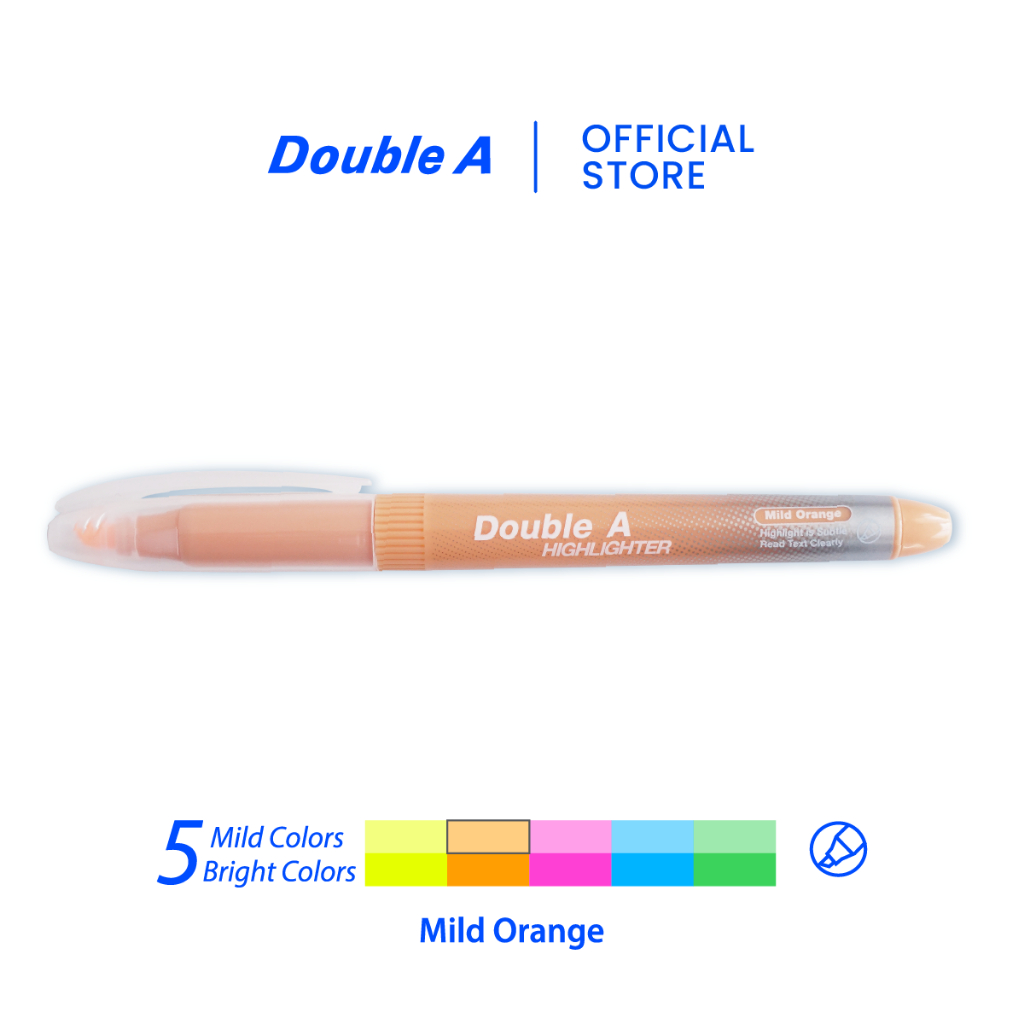 Double A Highlighter ปากกาเน้นข้อความสีพาสเทล Mild Color จำหน่ายคละสี 5 ด้าม - รูปที่ 2