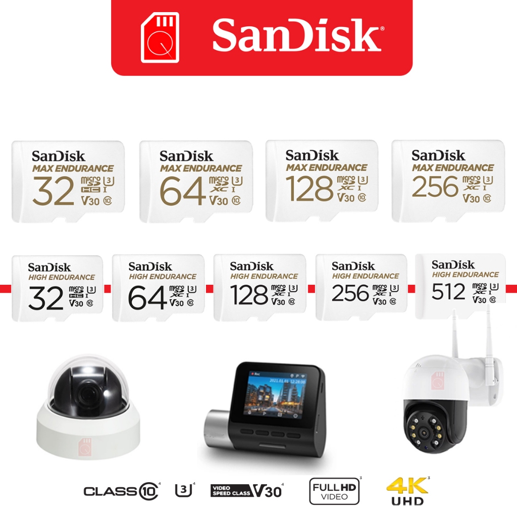 SanDisk HIGH & MAX ENDURANCE microSD Card (SDSQQVR) (SDSQQNR) กล้องวงจรปิด กล้องหน้ารถ กล้องติดรถ