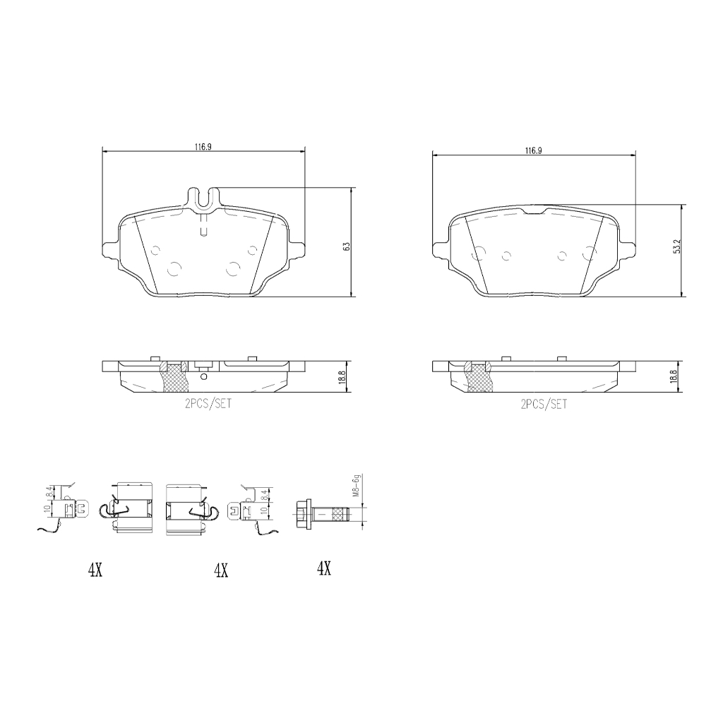 ผ้าดิสเบรคหลัง BENZ GLE V167 C167 GLE300 GLE350 GLE400 d 4-matic 2018- BREMBO