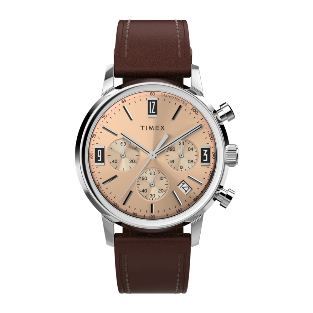 Timex TW2W51400 Marlin® Chronograph Tachymeter Leather Strap Watch 40mm.