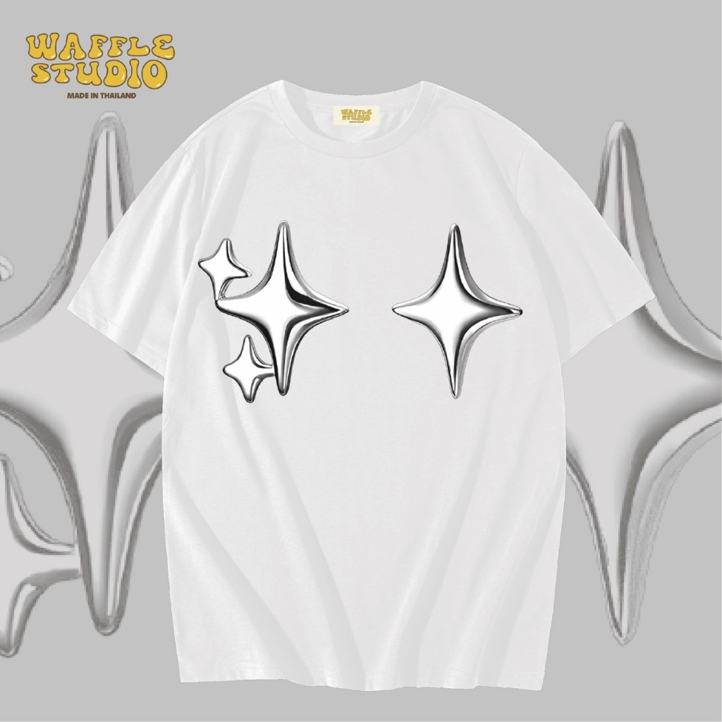 [ส่งฟรี ] WS0357 เสื้อยืดโอเวอร์ไซส์ เสื้อยืดเกาหลี ผ้าคอตตอน100% เสื้อยืด WAFFLE STUDIO